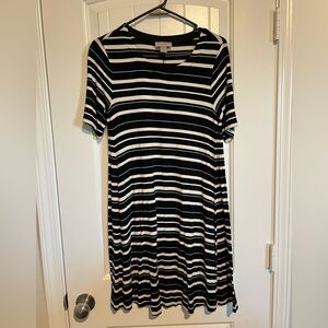 LOFT Black and White Midi Dress